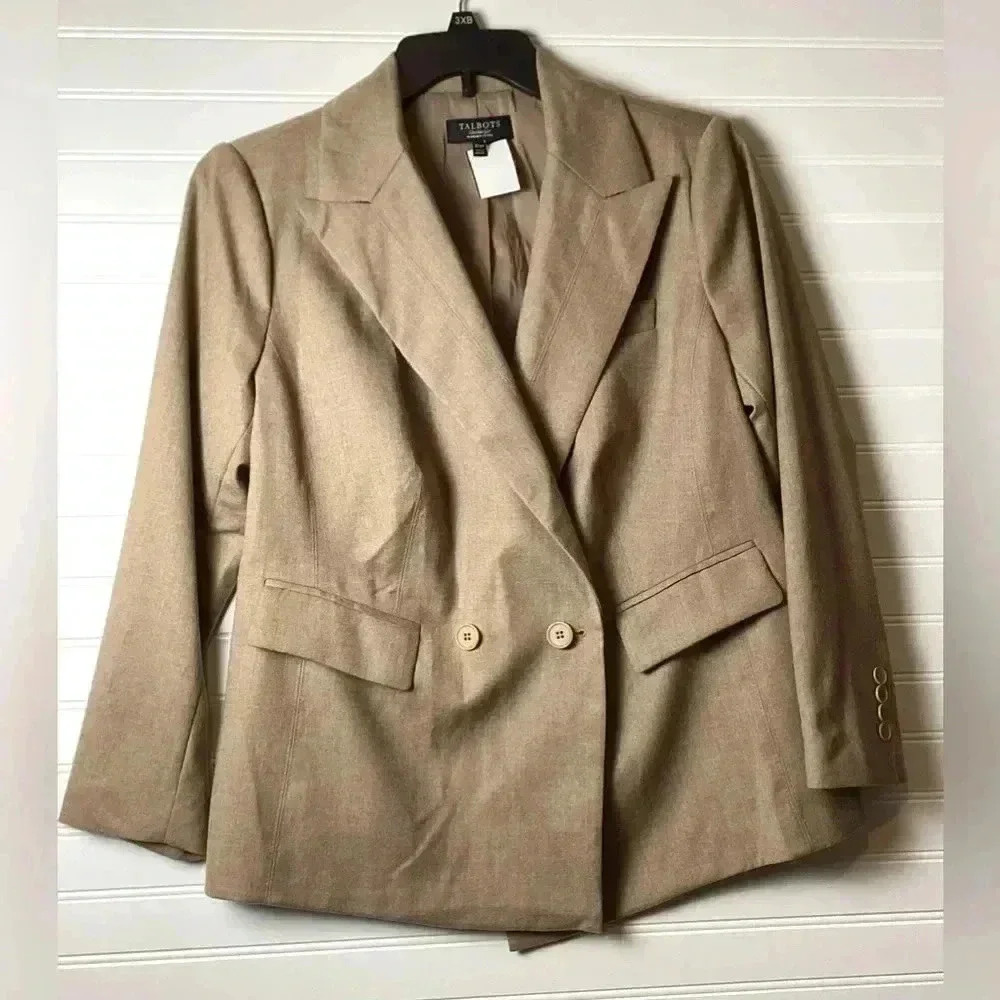Talbots NWOT TAN 99% Wool Blazer Size 16P